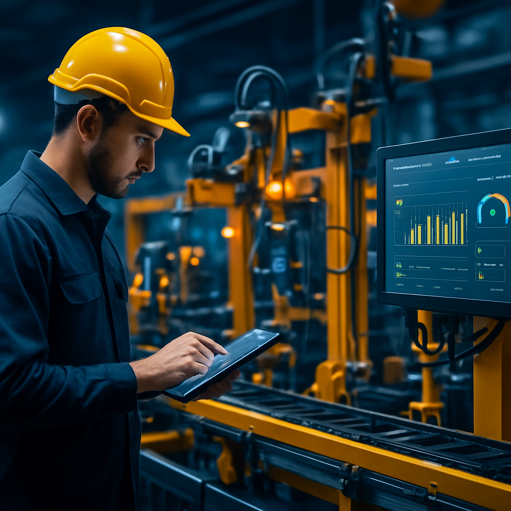 Linea di produzione con sensori e monitoraggio digitale