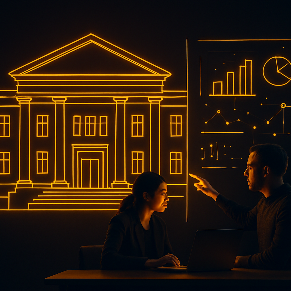 Edificio pubblico con elementi digitali e collaborazione